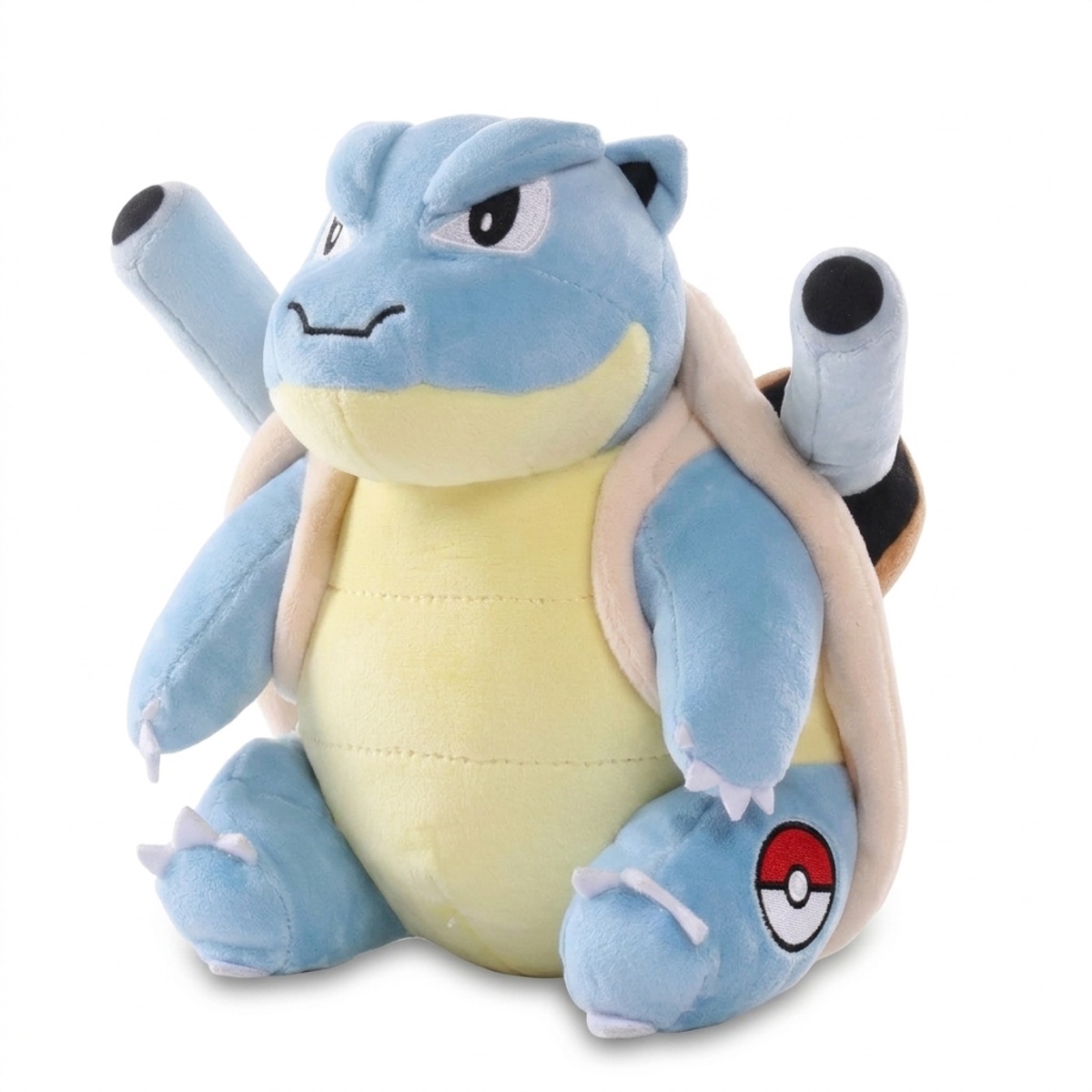 Blastoise Peluche con insignia que prueba la autenticidad del producto.