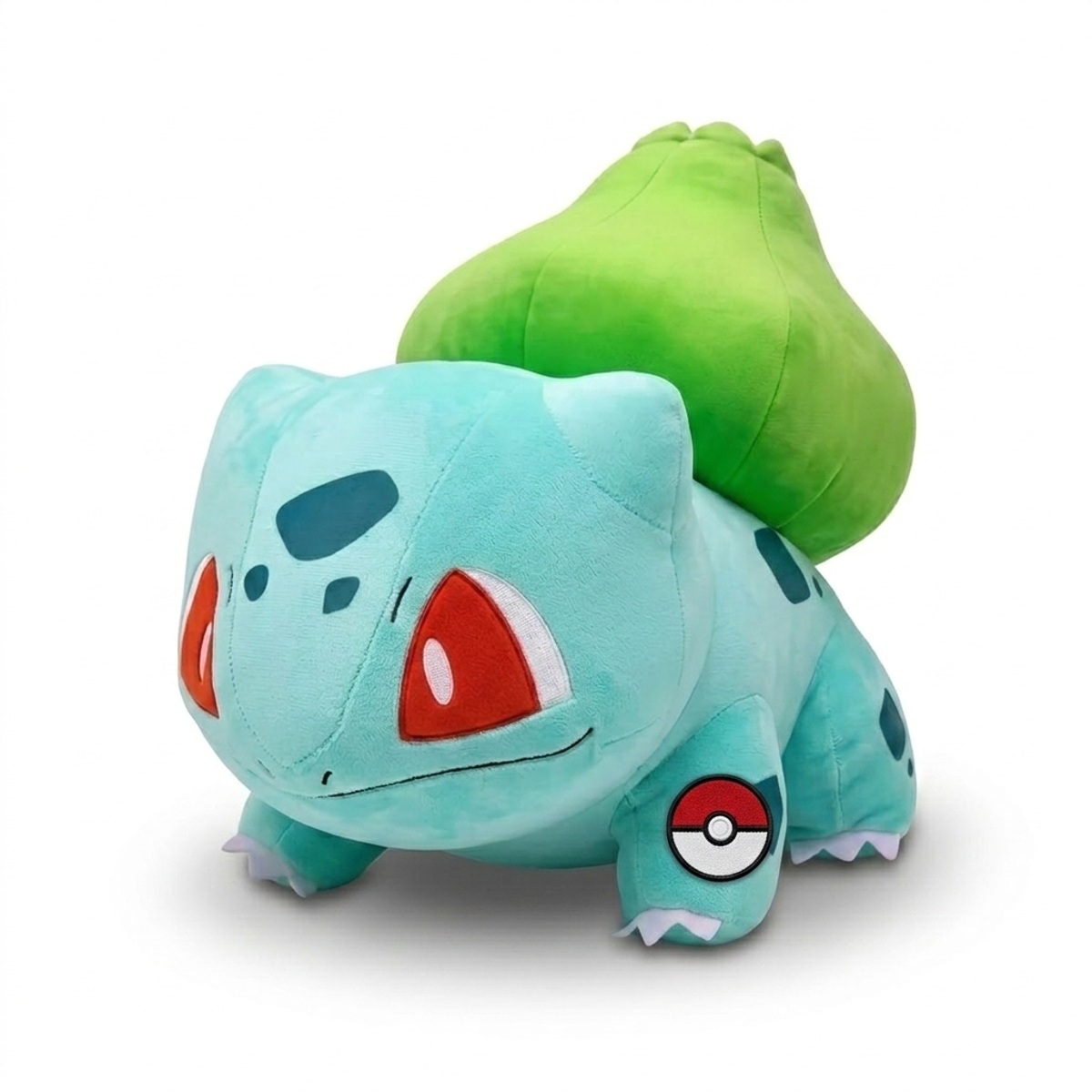 Bulbasaur Peluche con insignia que prueba la autenticidad del producto.