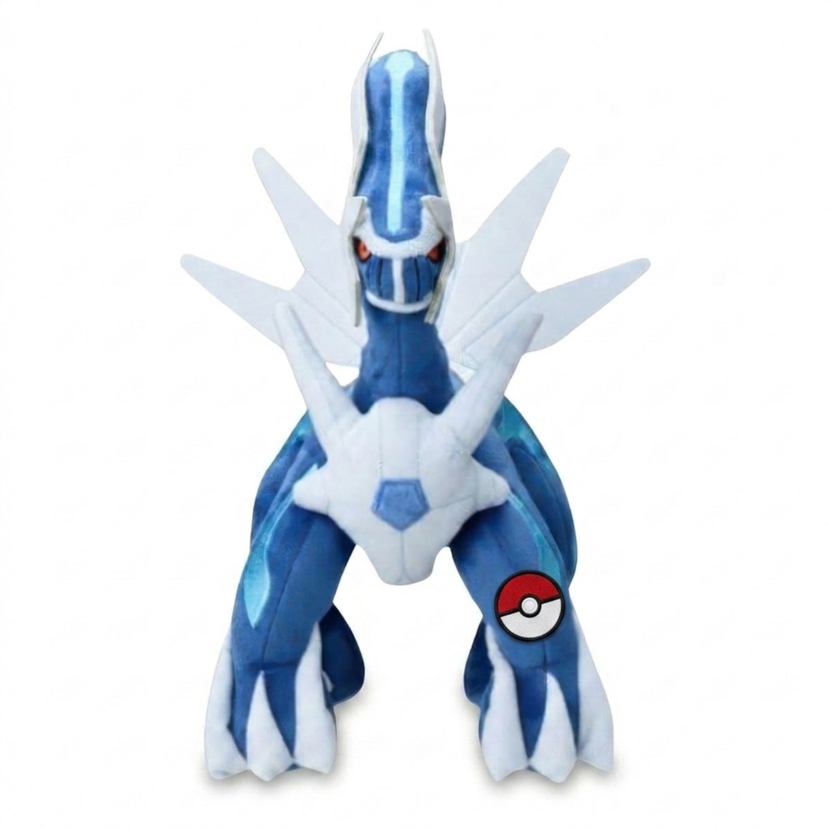 Dialga Peluche con insignia que prueba la autenticidad del producto.