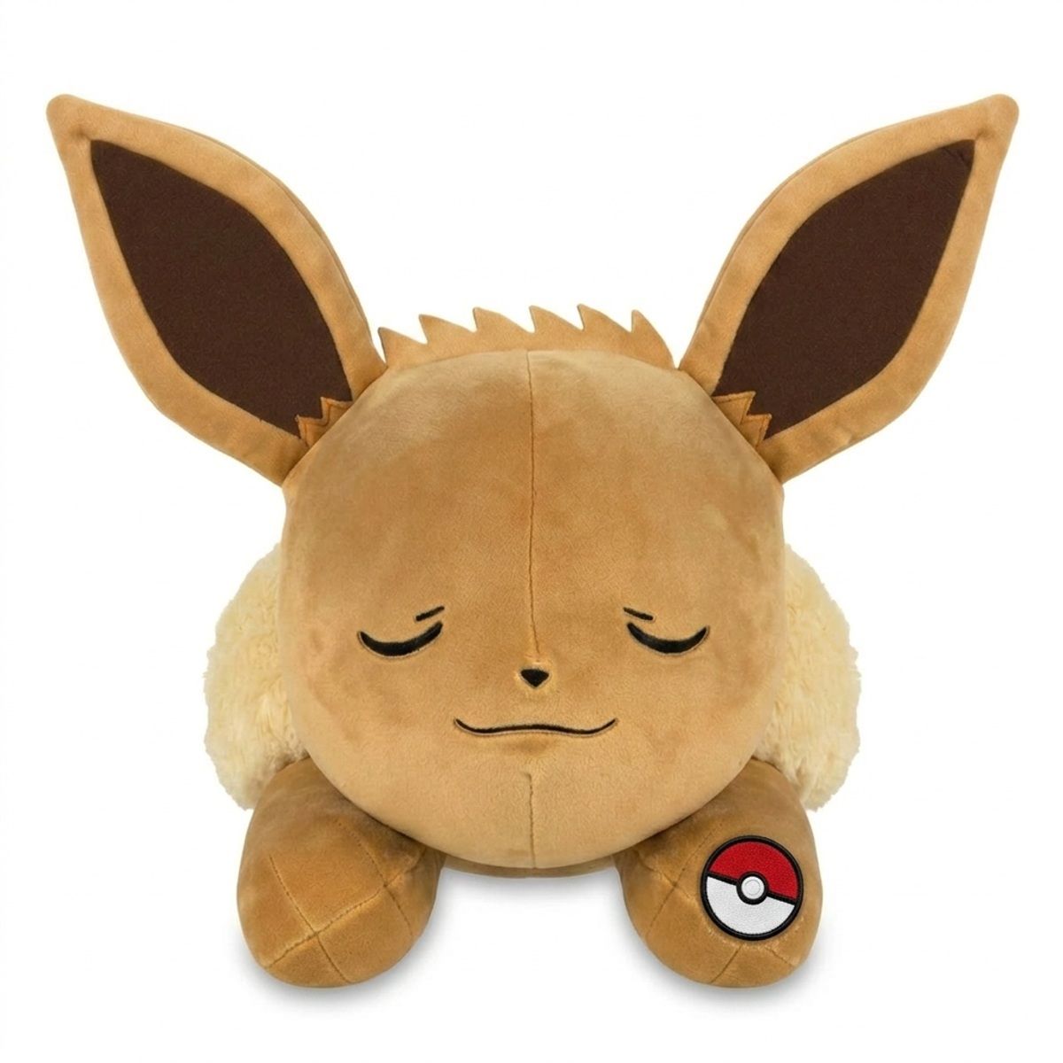 Eevee Peluche con insignia que prueba la autenticidad del producto.