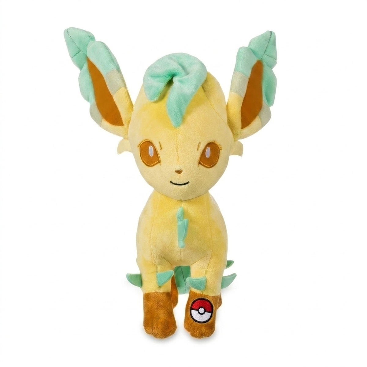 Leafeon Peluche con insignia que prueba la autenticidad del producto.