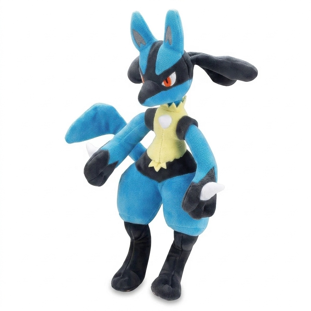 Peluche Lucario vista de tres cuartos