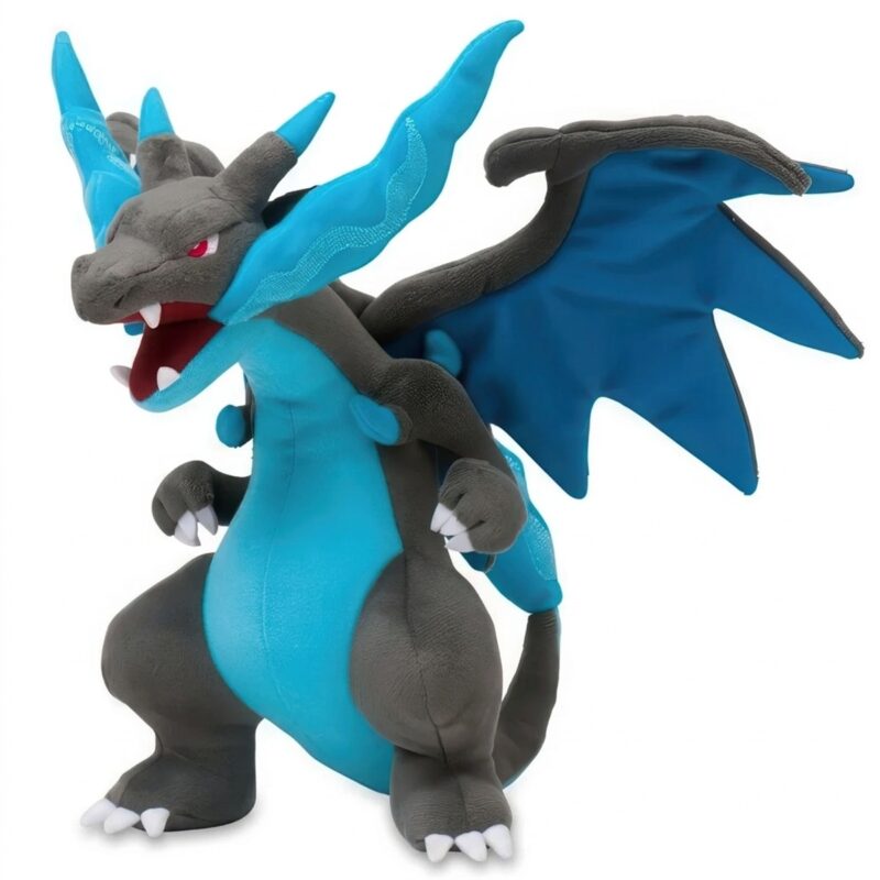 Peluche Mega Charizard X vista de 3/4