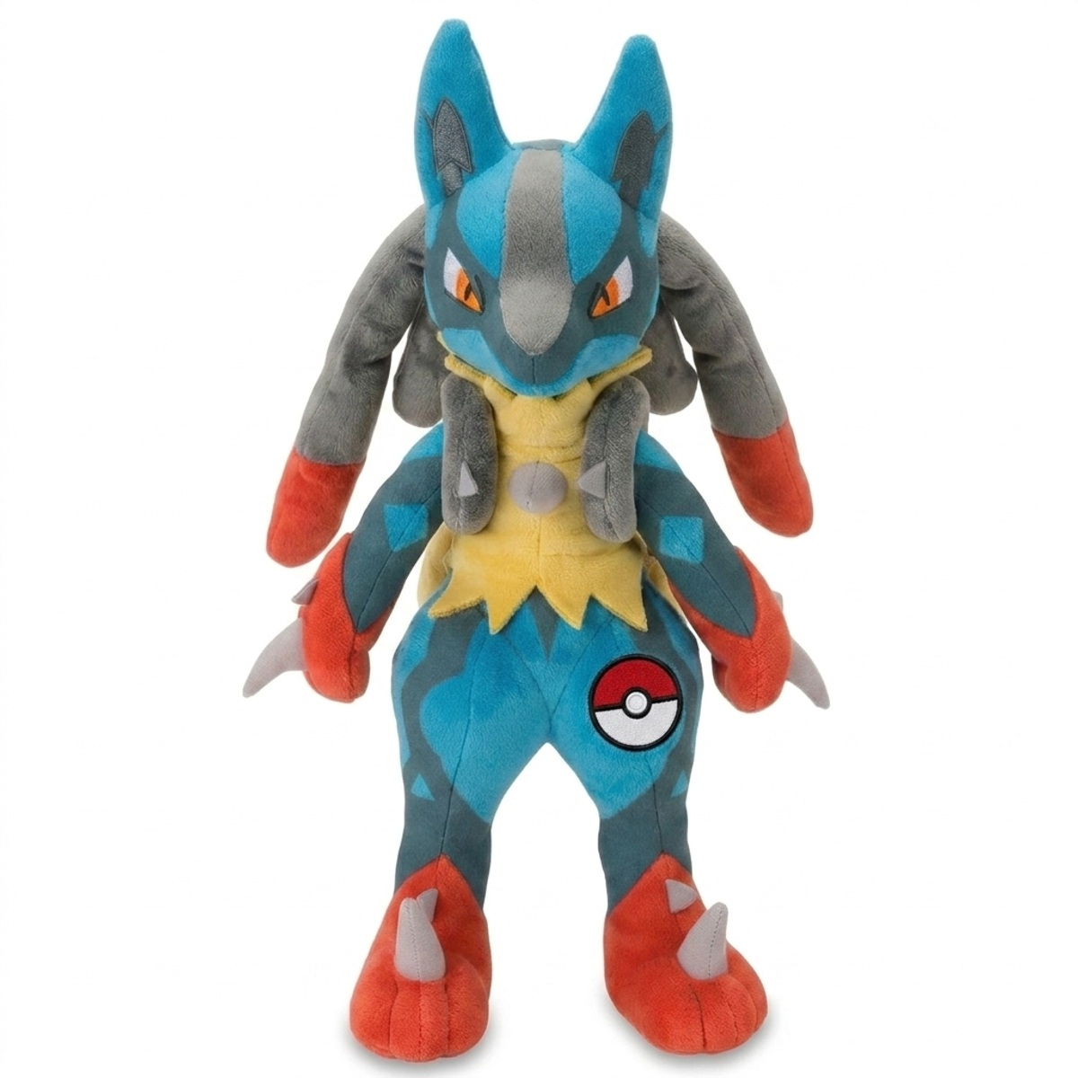 Lucario Peluche con insignia que prueba la autenticidad del producto.