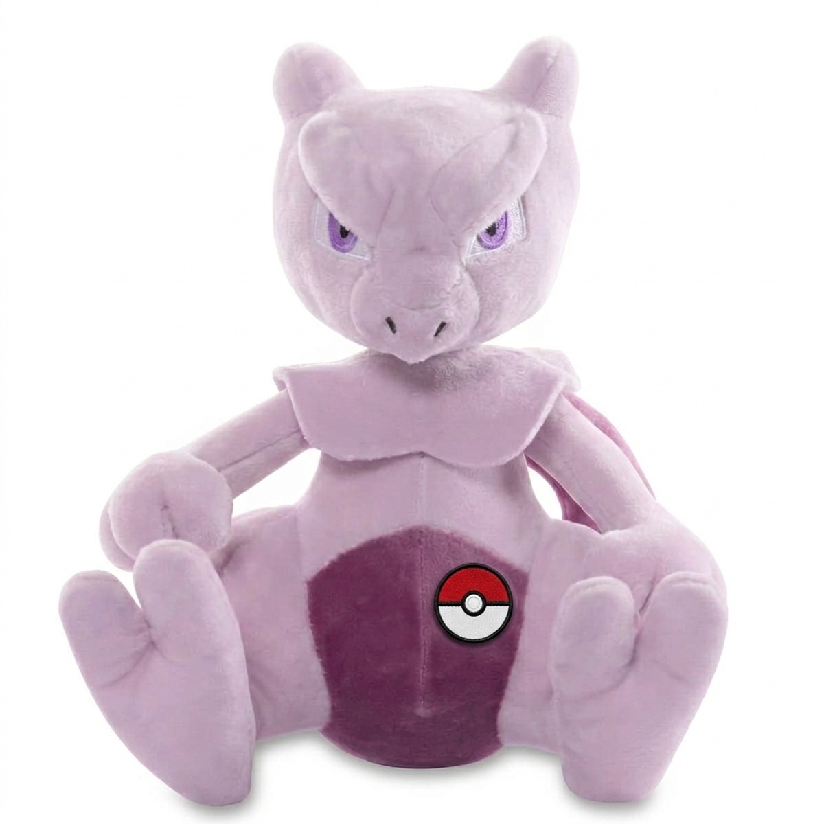 Mewtwo Peluche con insignia que prueba la autenticidad del producto.