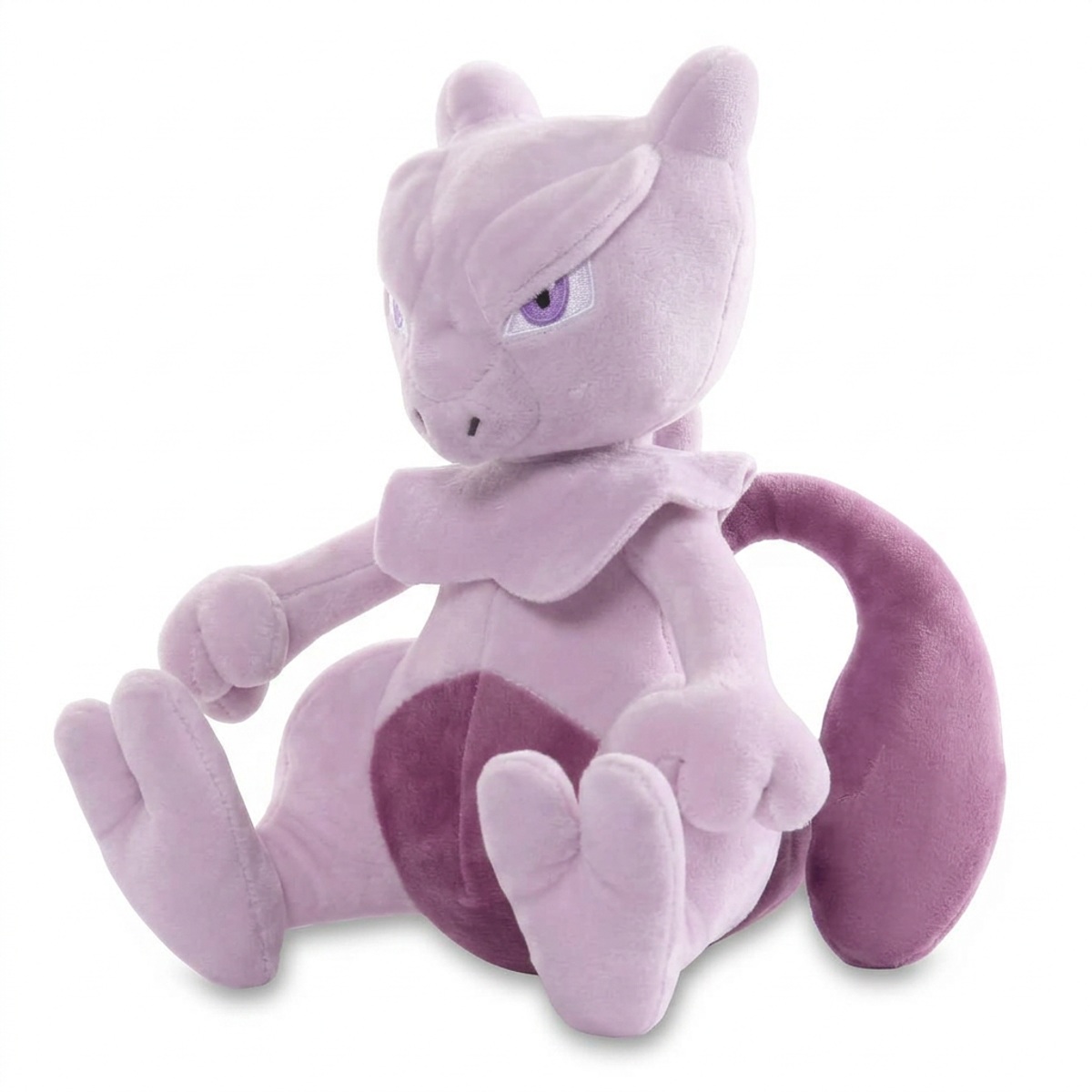 Mewtwo Peluche vista de tres cuartos