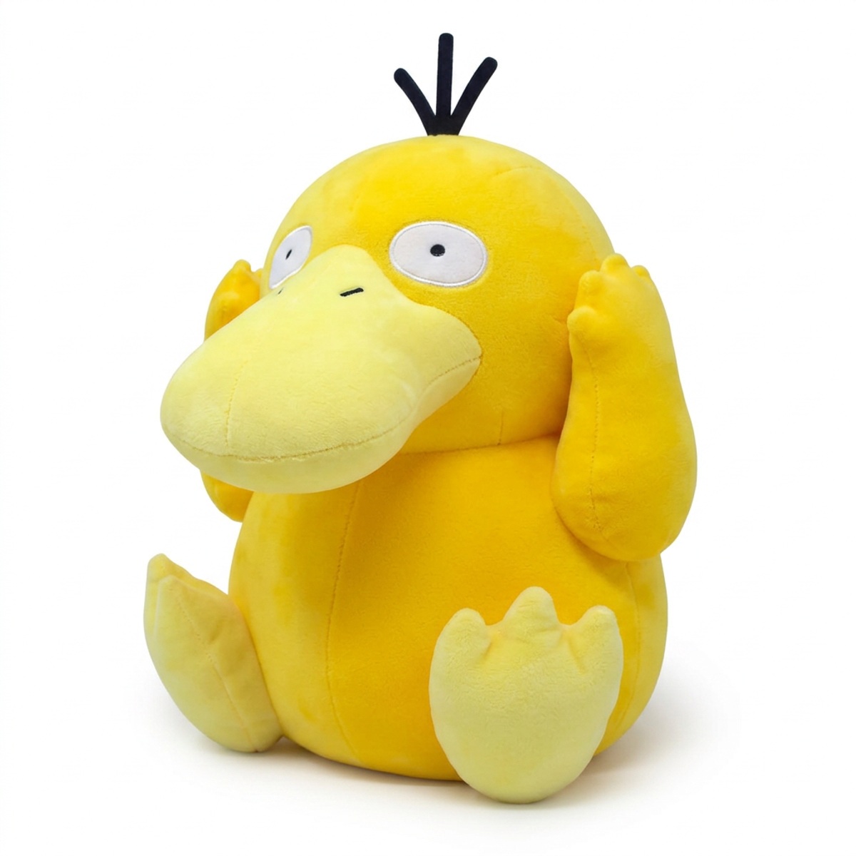 Peluche Psyduck vista de tres cuartos