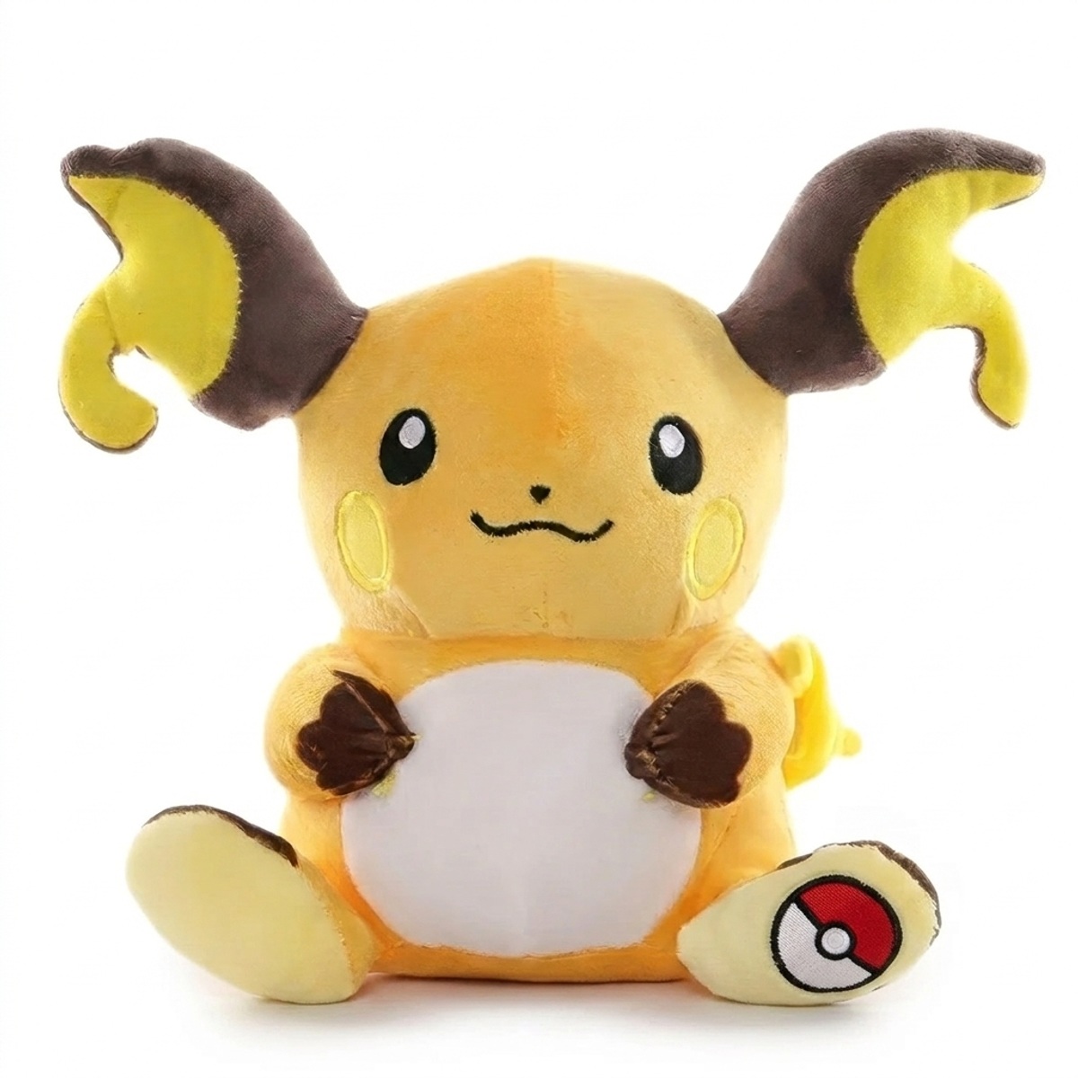 Raichu Peluche con insignia que prueba la autenticidad del producto.