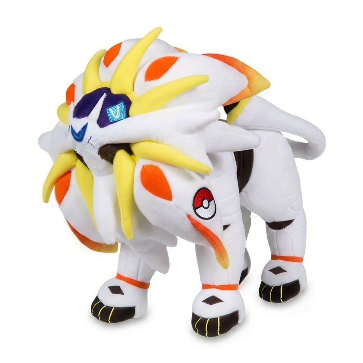 Solgaleo Peluche con insignia que prueba la autenticidad del producto.