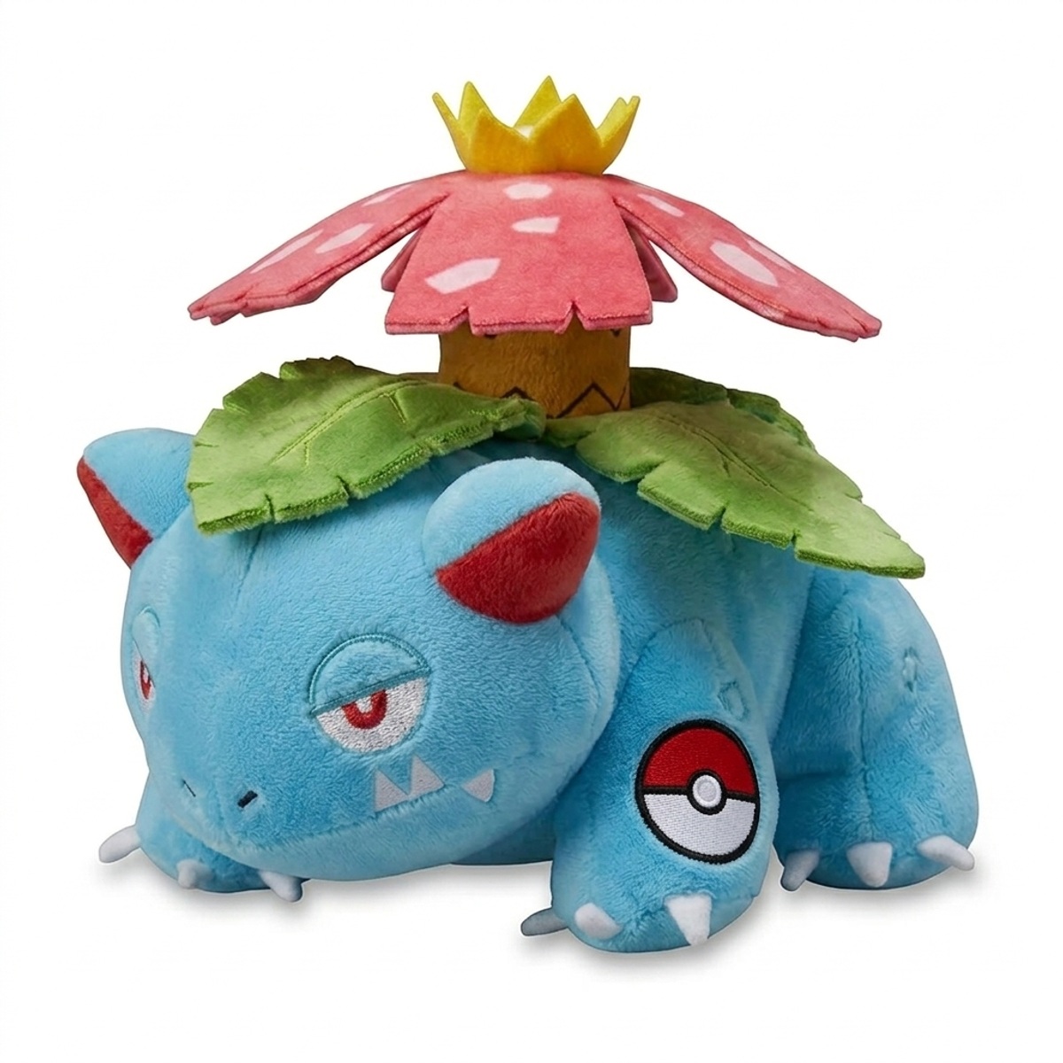 Venusaur Peluche con insignia que prueba la autenticidad del producto.