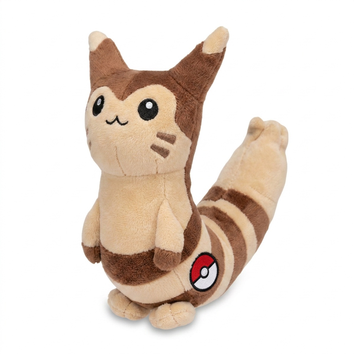 Furret Peluche con insignia que prueba la autenticidad del producto.