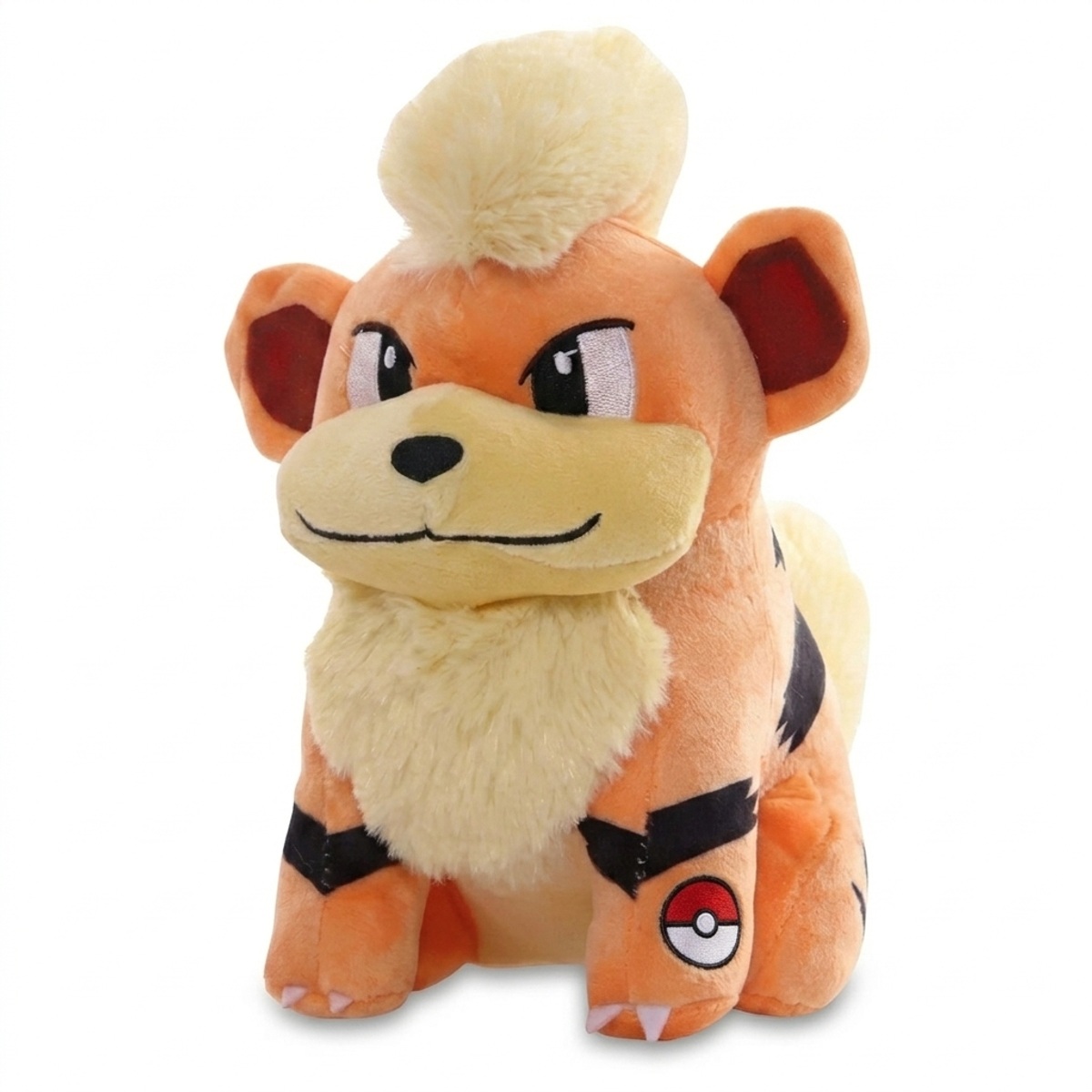 Growlithe Peluche con insignia que prueba la autenticidad del producto.