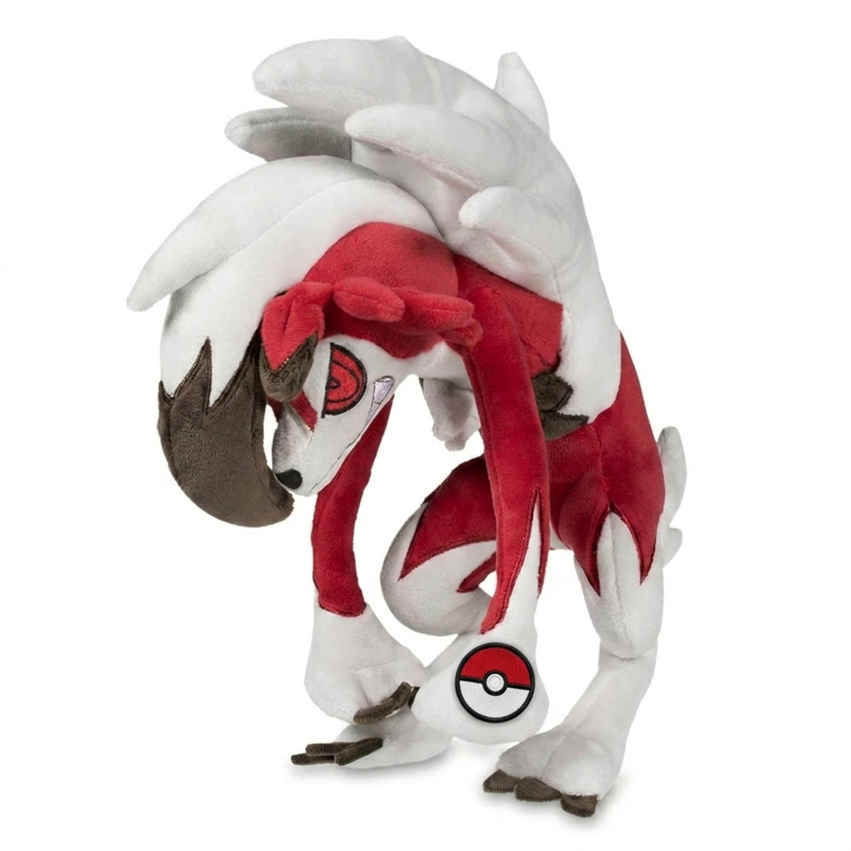 Lycanroc Peluche con insignia que prueba la autenticidad del producto.