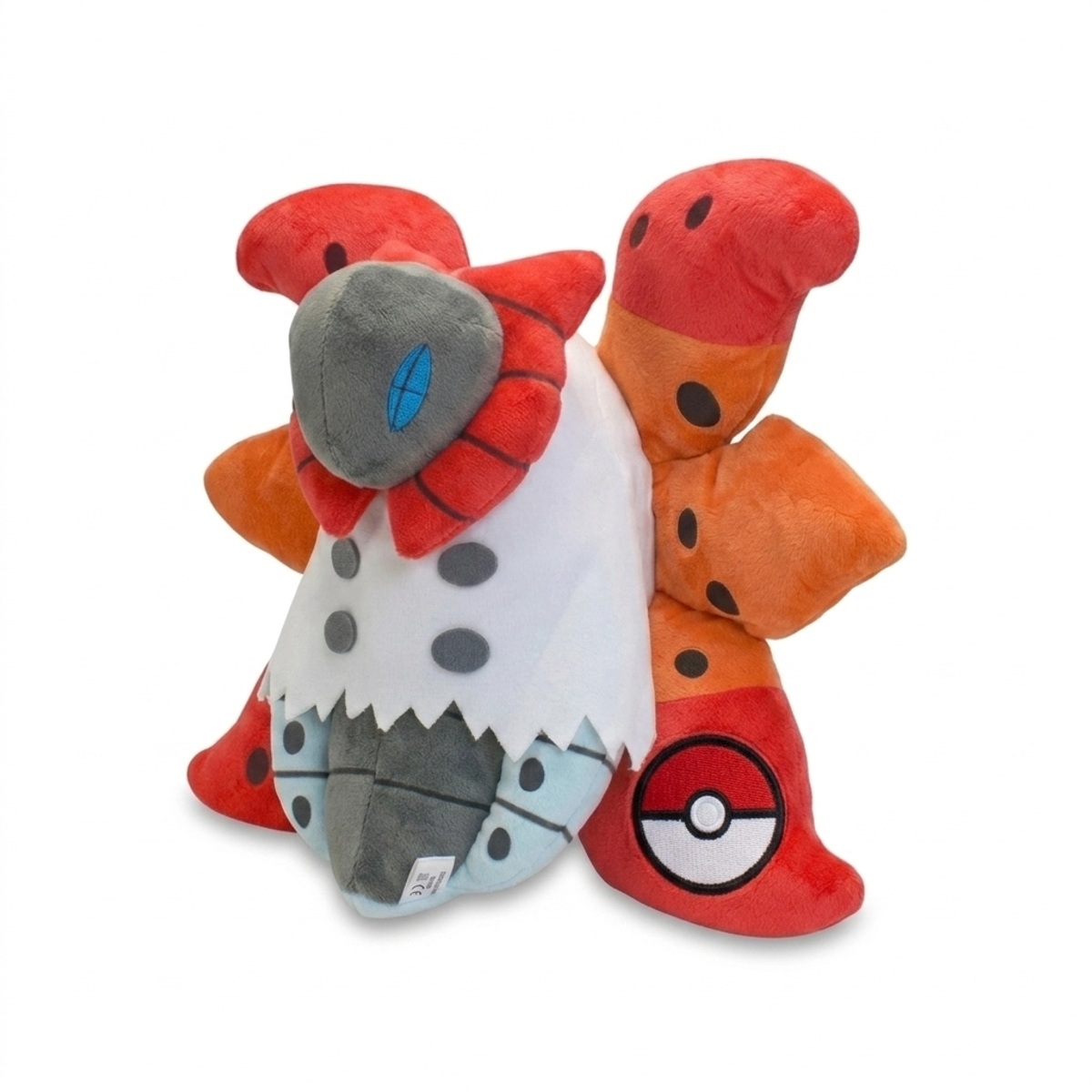 Volcarona Peluche con insignia que prueba la autenticidad del producto.