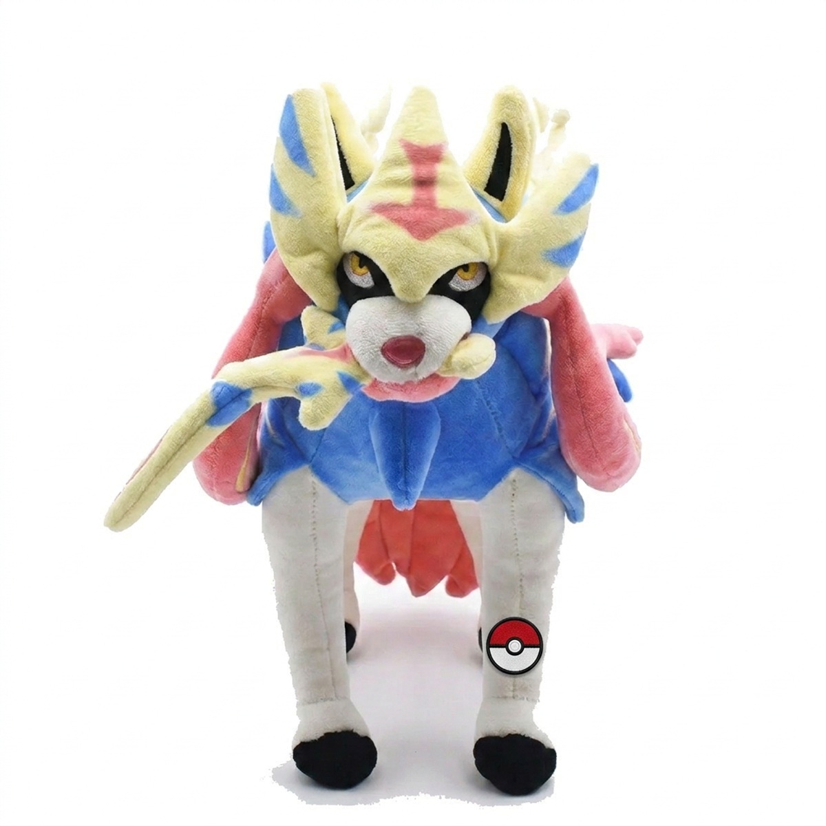Zacian Peluche con insignia que prueba la autenticidad del producto.