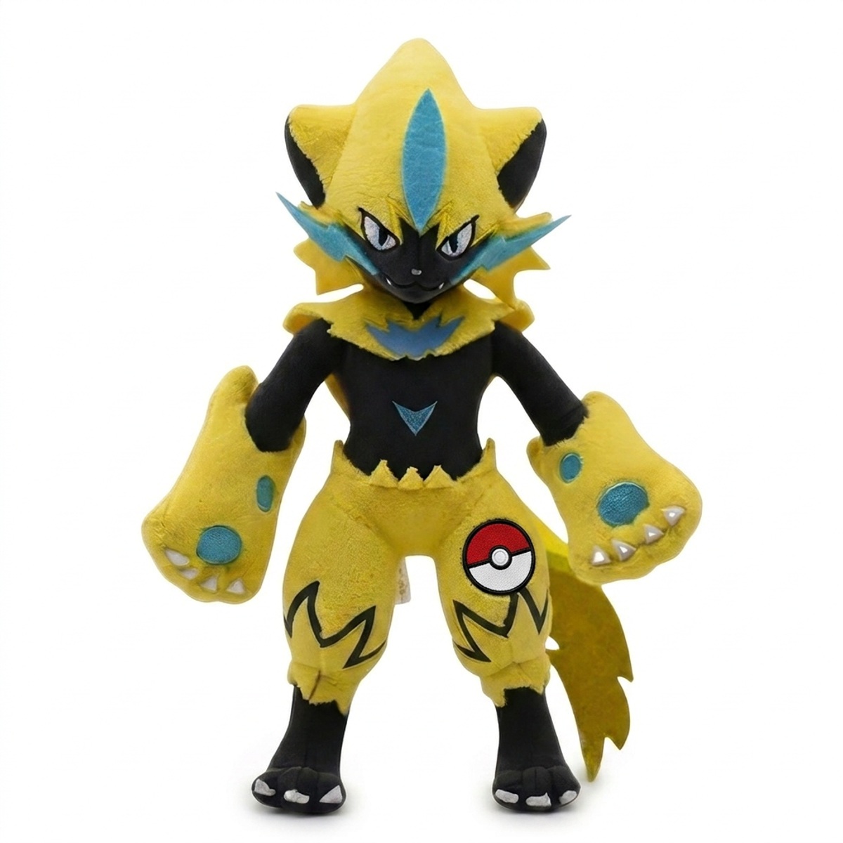 Zeraora Peluche con insignia que prueba la autenticidad del producto.