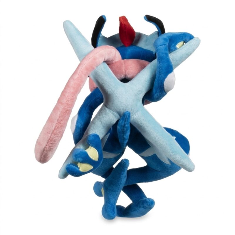 Ash Greninja Peluche vista de espalda con shuriken de agua