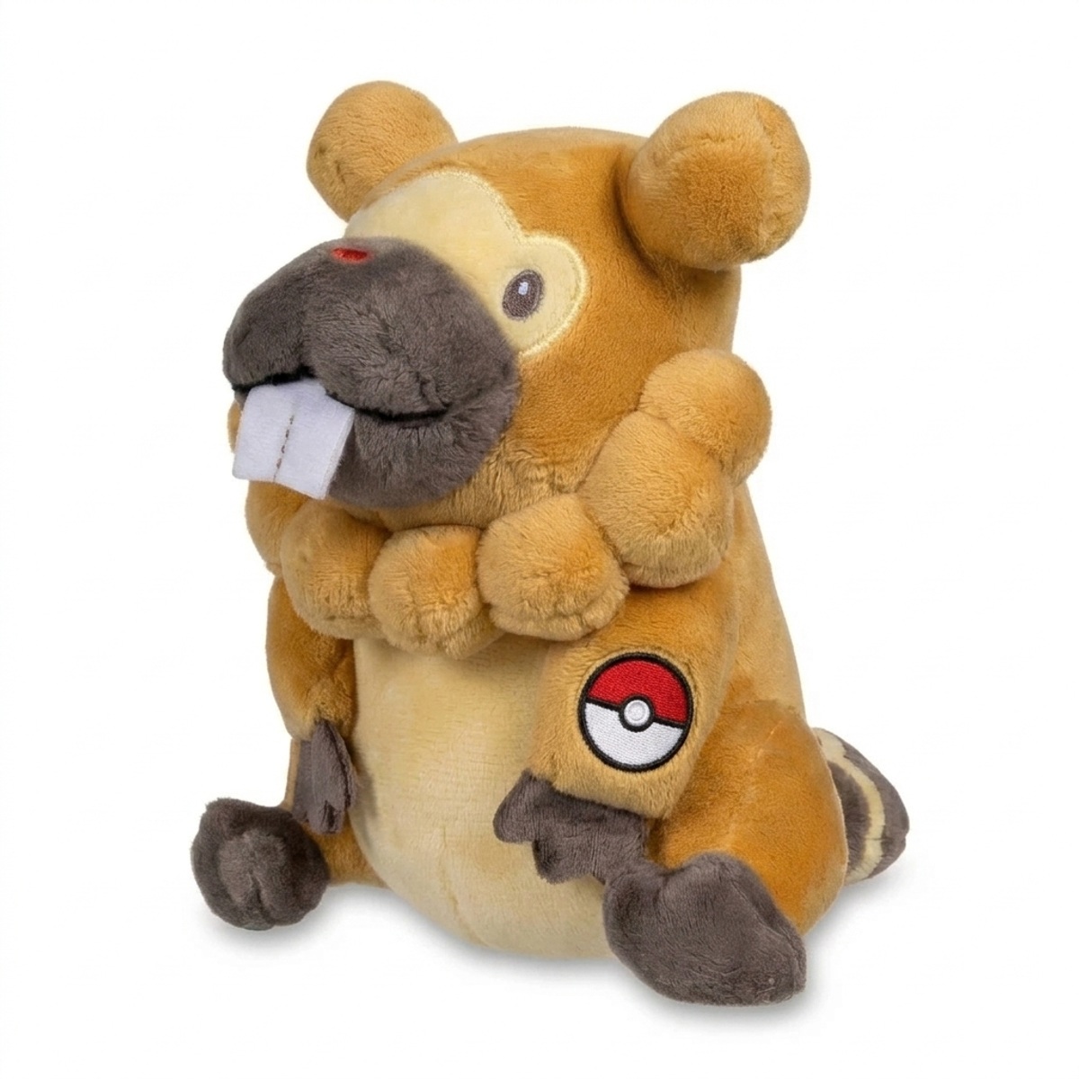Bidoof Peluche con insignia que prueba la autenticidad del producto.