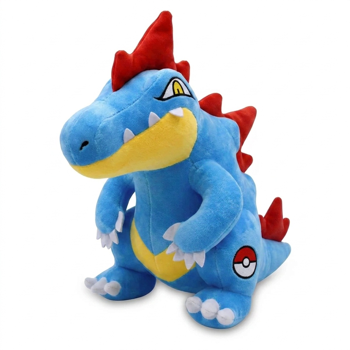Feraligatr Peluche con insignia que prueba la autenticidad del producto.
