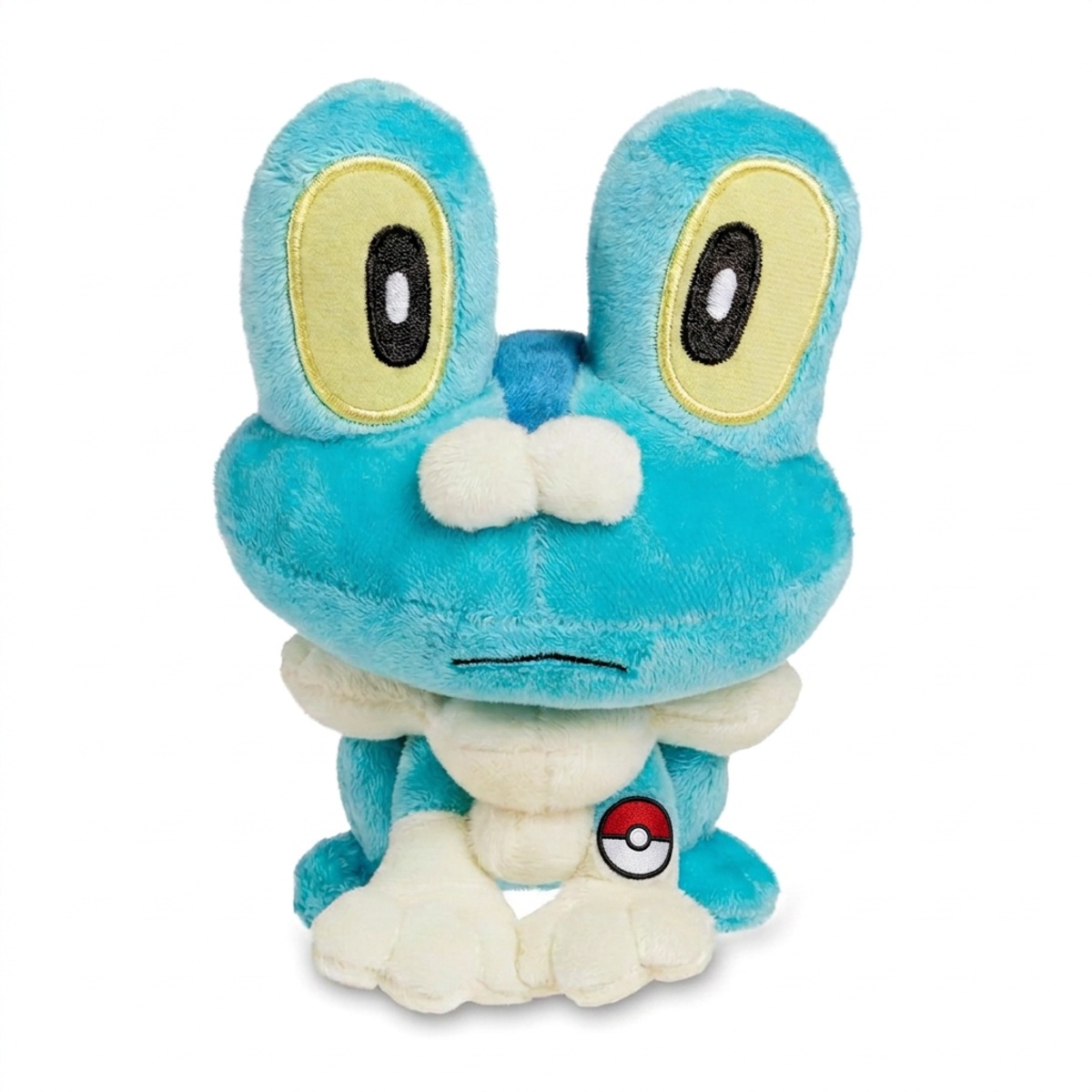 Froakie Peluche con insignia que prueba la autenticidad del producto.