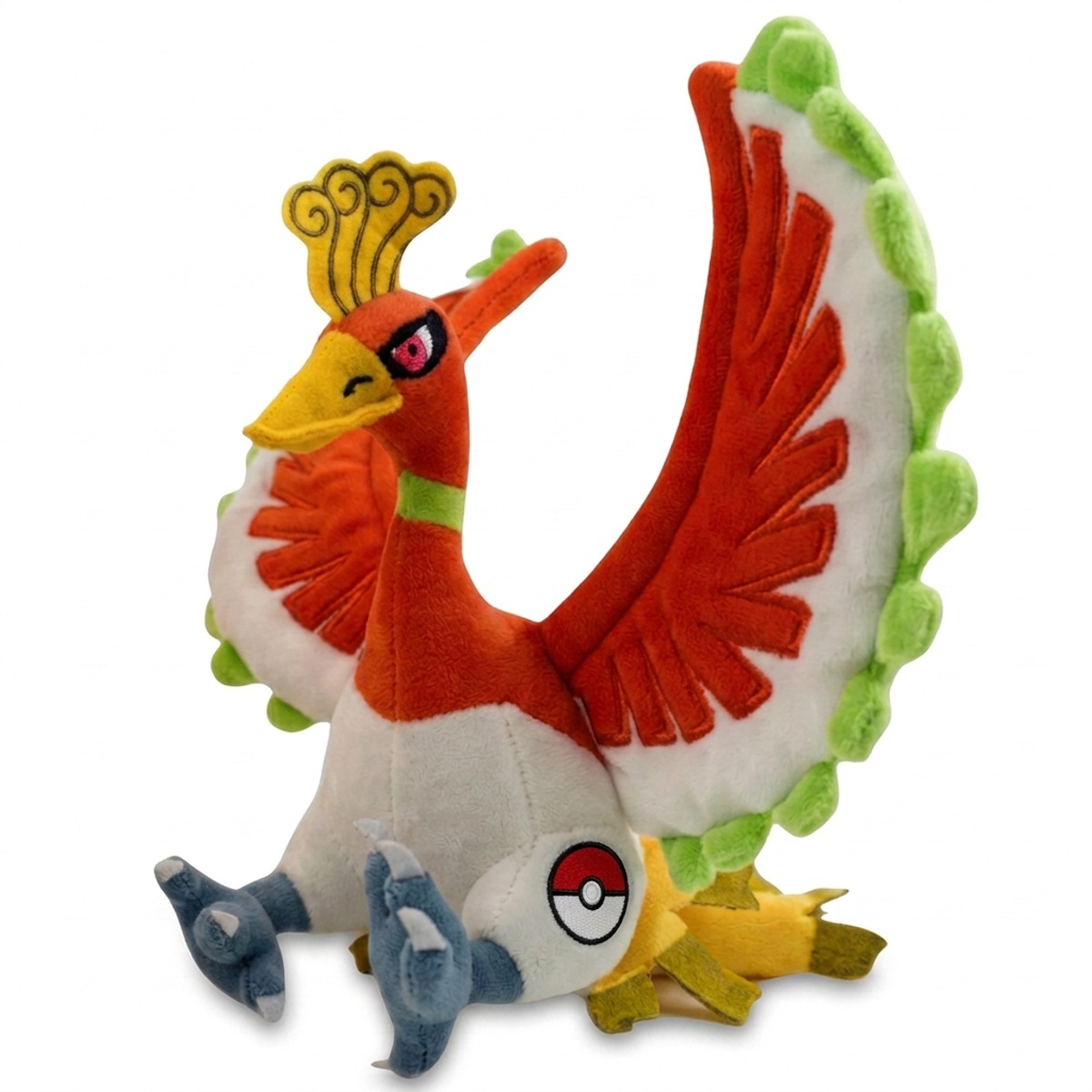 Ho-Oh Peluche con insignia que prueba la autenticidad del producto.