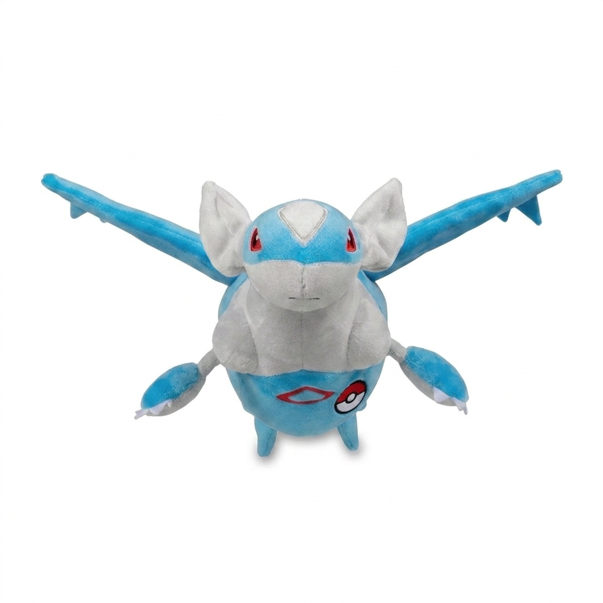 Latios Peluche con insignia que prueba la autenticidad del producto.