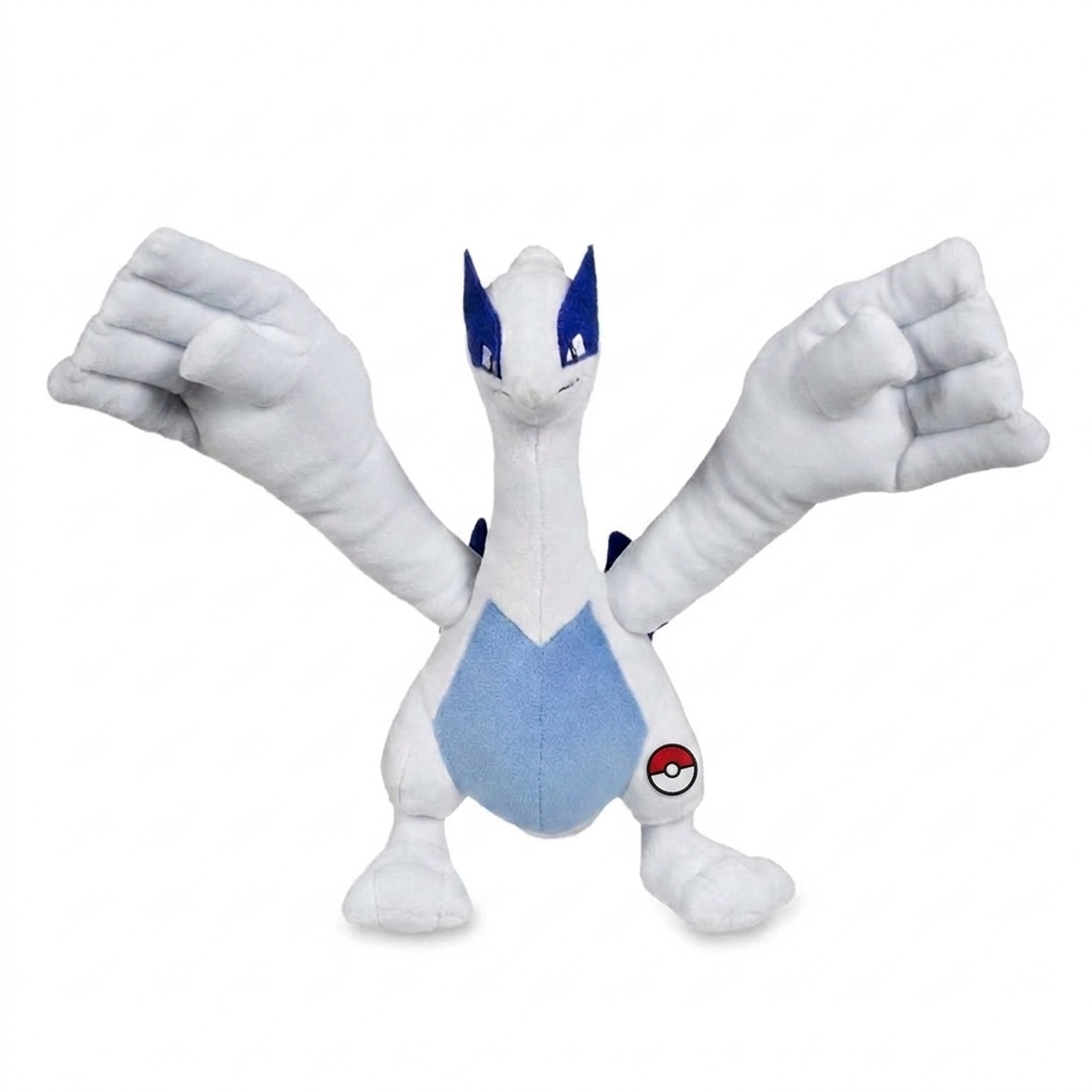 Lugia Peluche con insignia que prueba la autenticidad del producto.