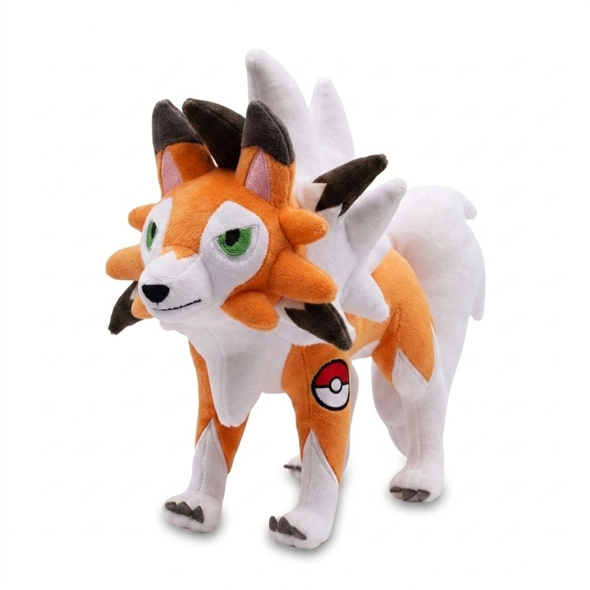 Lycanroc Peluche con insignia que prueba la autenticidad del producto.