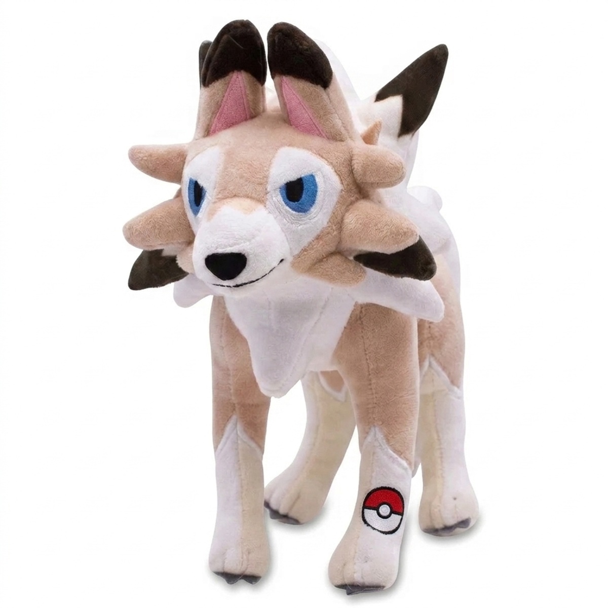 Lycanroc Peluche con insignia que prueba la autenticidad del producto.