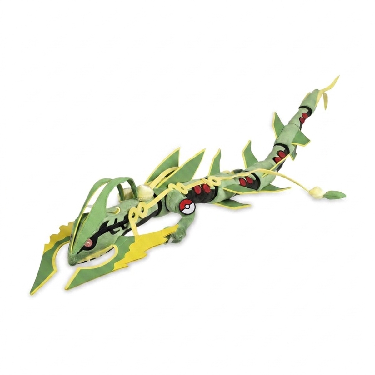 Rayquaza Peluche con insignia que prueba la autenticidad del producto.
