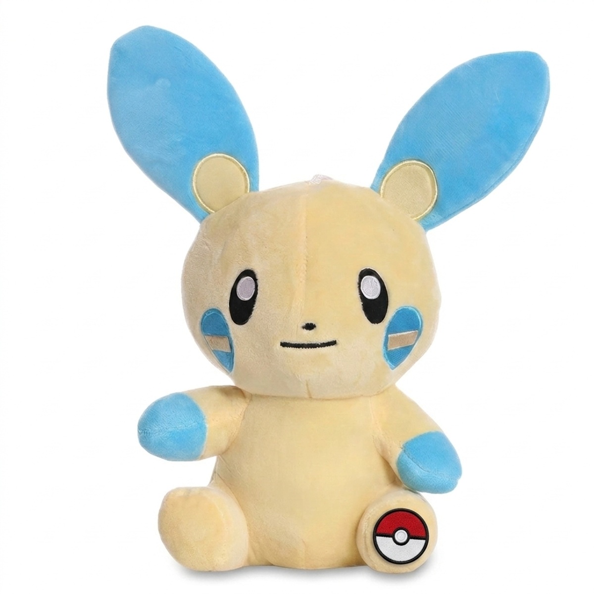 Minun Peluche con insignia que prueba la autenticidad del producto.