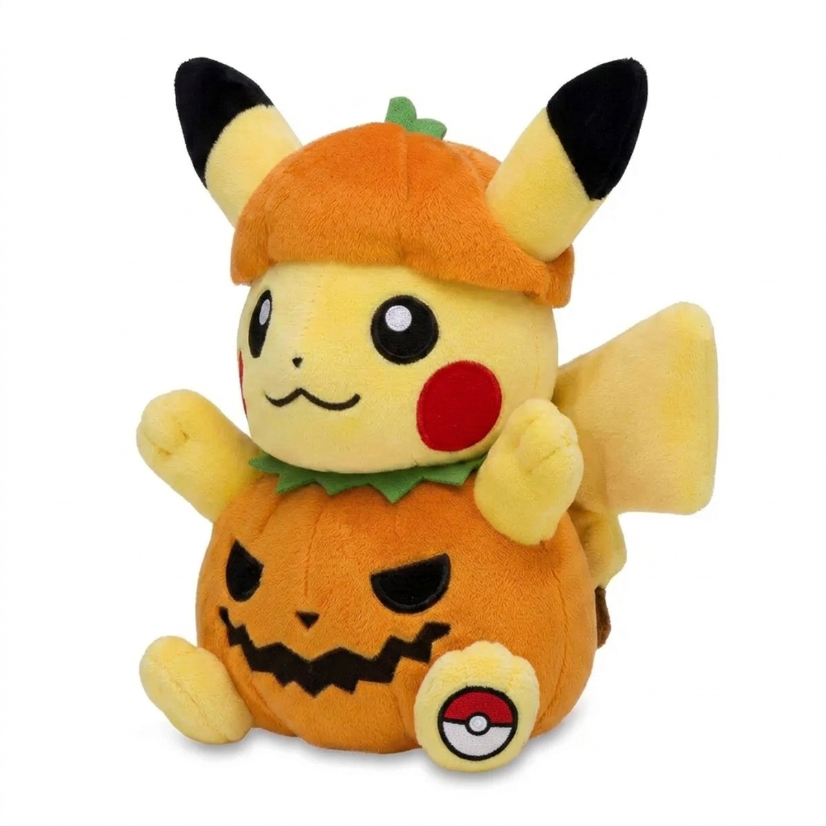 Pikachu Peluche con insignia que prueba la autenticidad del producto.