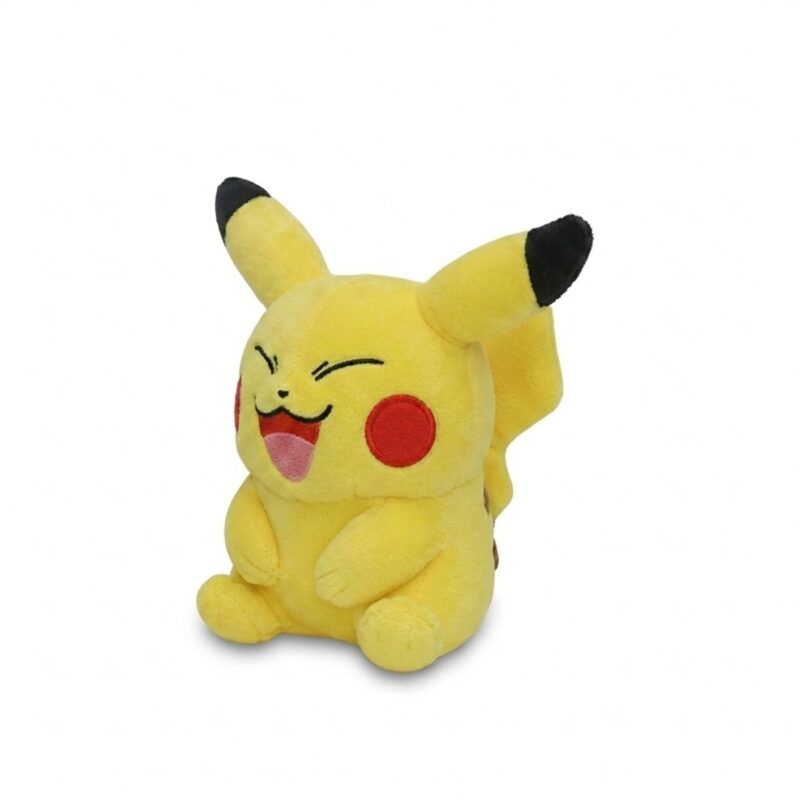 Peluche Pikachu risueño vista de tres cuartos