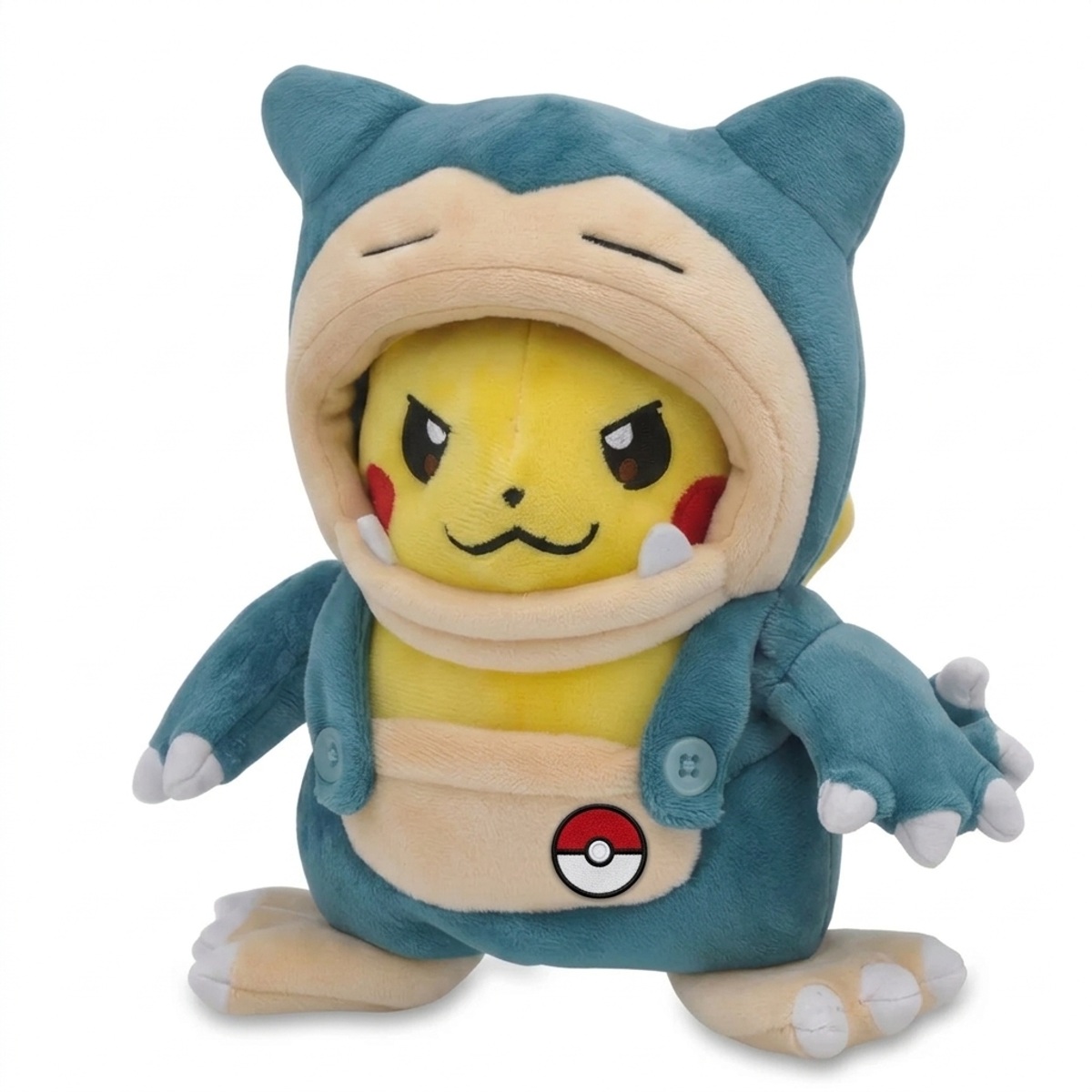 Pikachu Peluche con insignia que prueba la autenticidad del producto.