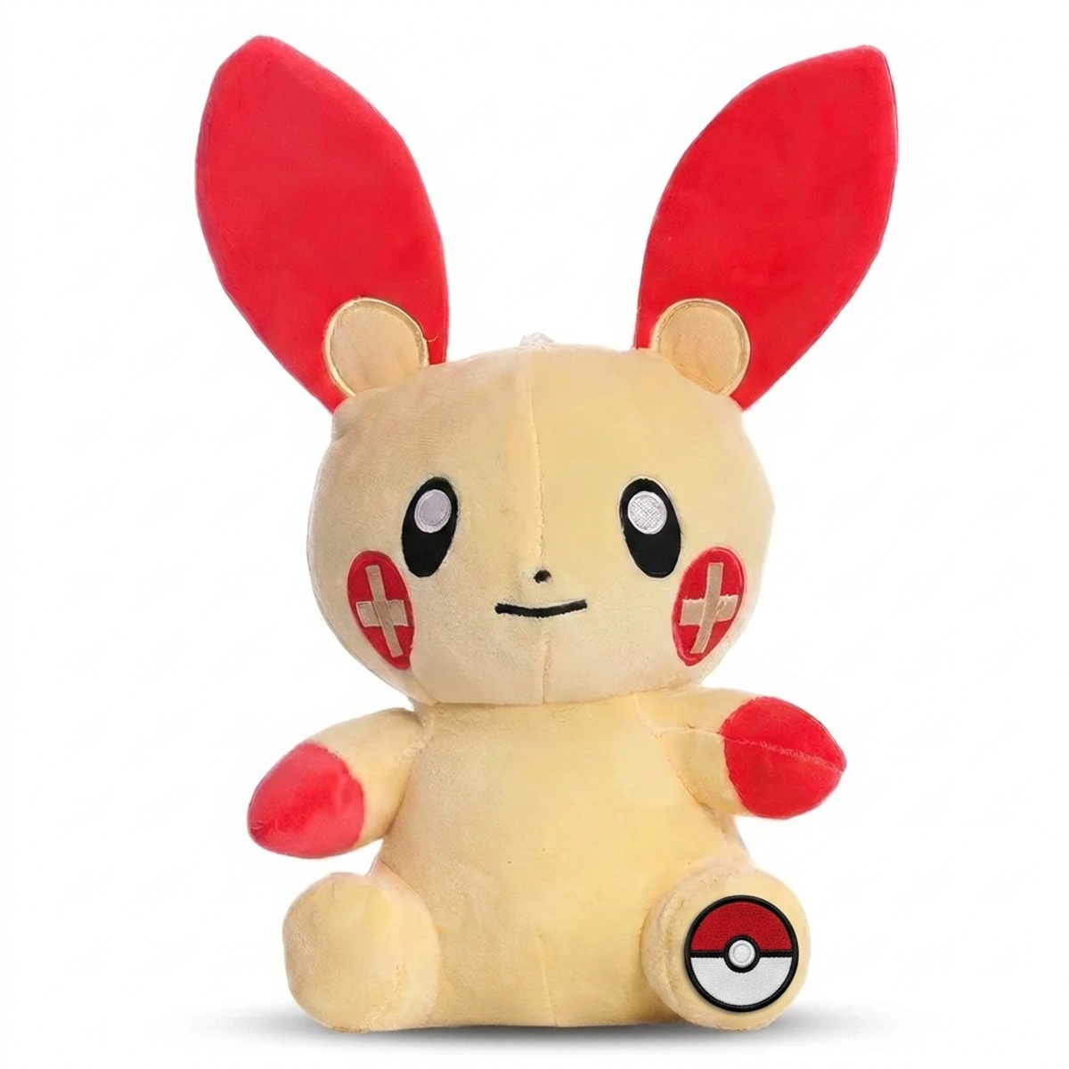 Plusle Peluche con insignia que prueba la autenticidad del producto.