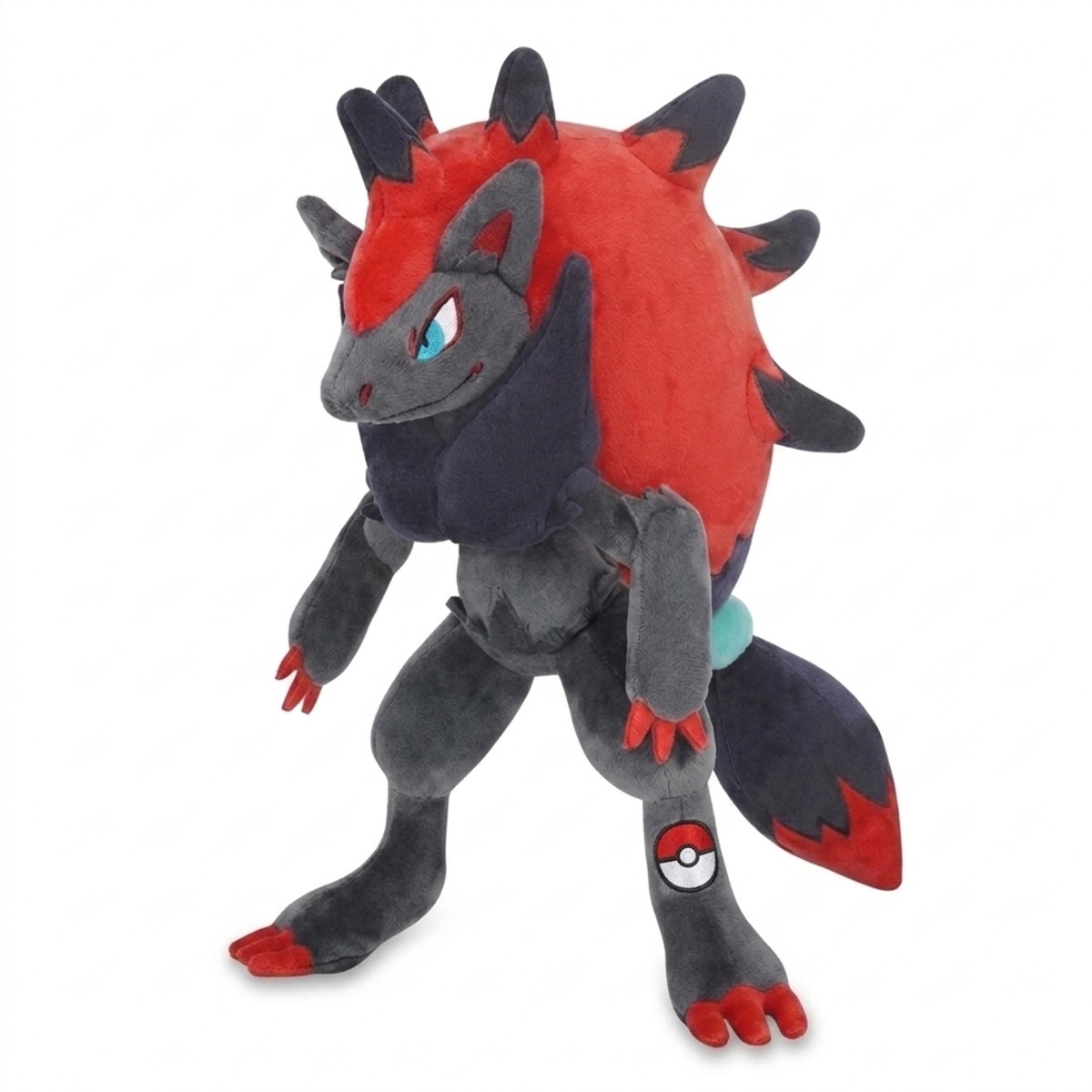 Zoroark Peluche con insignia que prueba la autenticidad del producto.
